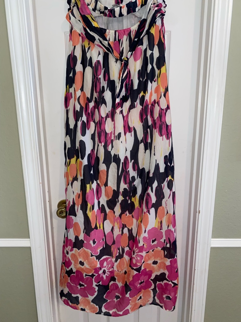 Allen B. by Allen Schwartz Strapless Floral Maxi-Pink, Black, Cream Malika Print - Picture 3 of 7